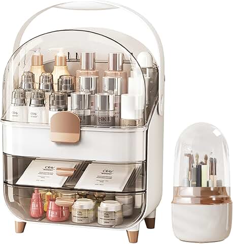 Cosmetics Organizer Set with Drawers and Brush Holder