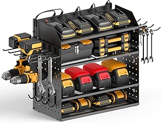 Modular Wall Mount Power Tool Organizer with Charging Station