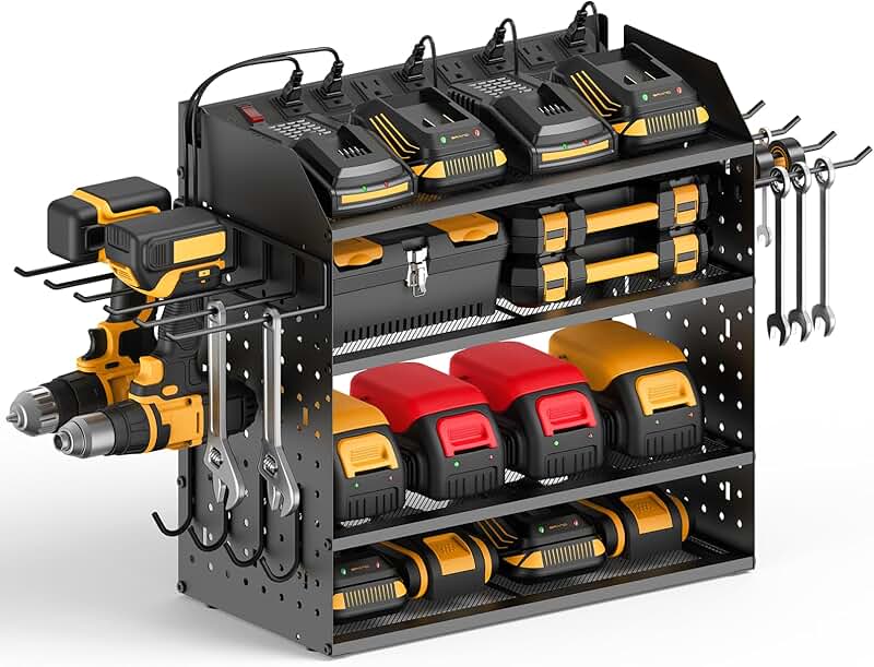 Modular Wall Mount Power Tool Organizer with Charging Station