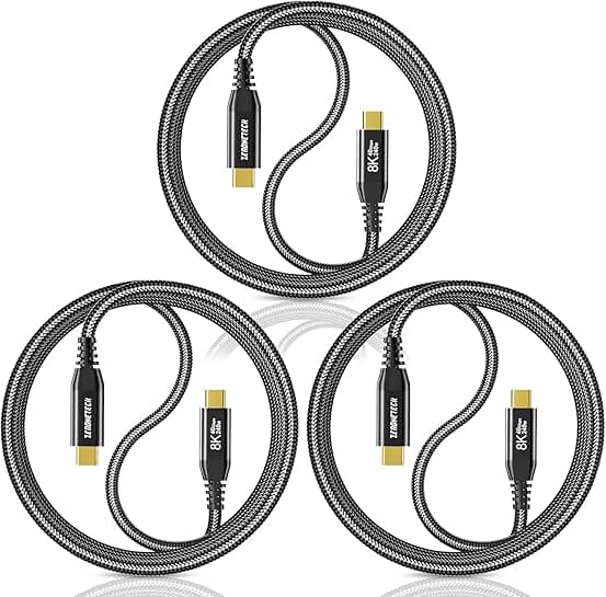 3-Pack 5FT 40Gbps USB C Thunderbolt 4 Cable