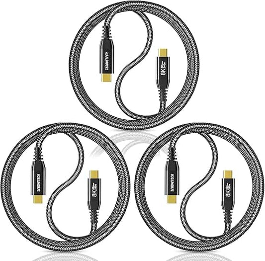 3-Pack 5FT 40Gbps USB C Thunderbolt 4 Cable