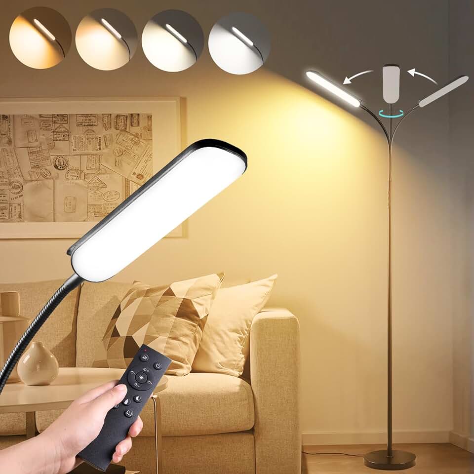 Bright LED Floor Lamp with Remote and Dimming