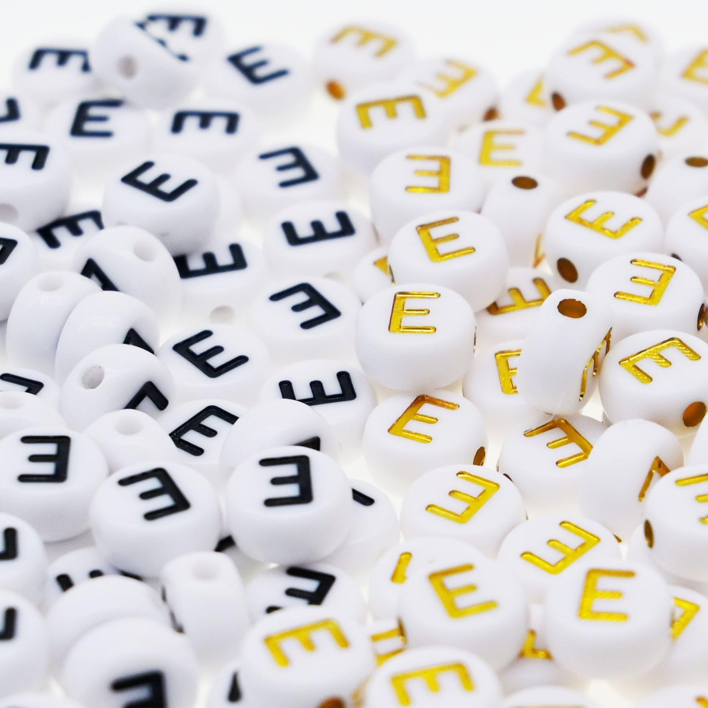 200pcs Round Acrylic Letter E Beads for Jewelry Making
