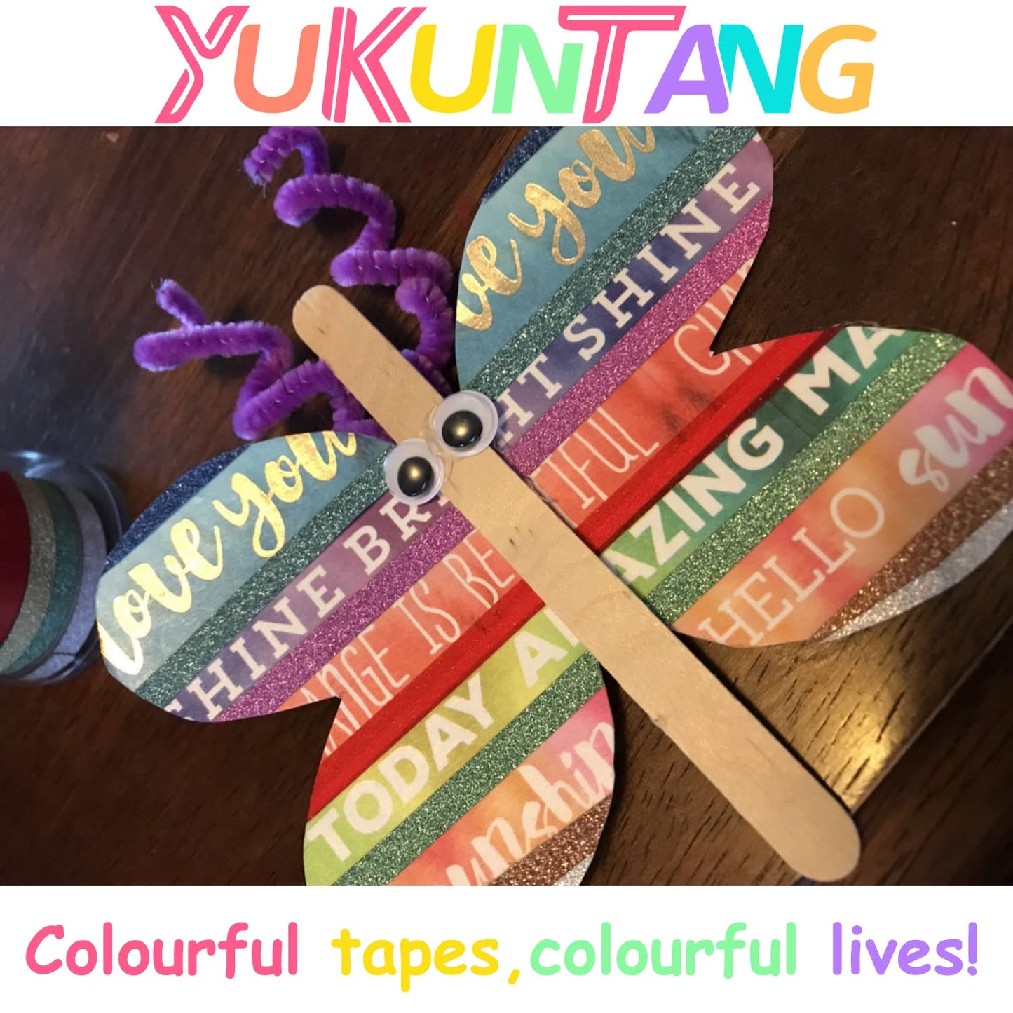 Set of 24 glitter washi tape rolls in 12 colors