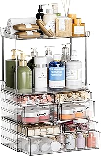 Set of 3 Clear Bathroom Storage Organizers with 7 Drawers