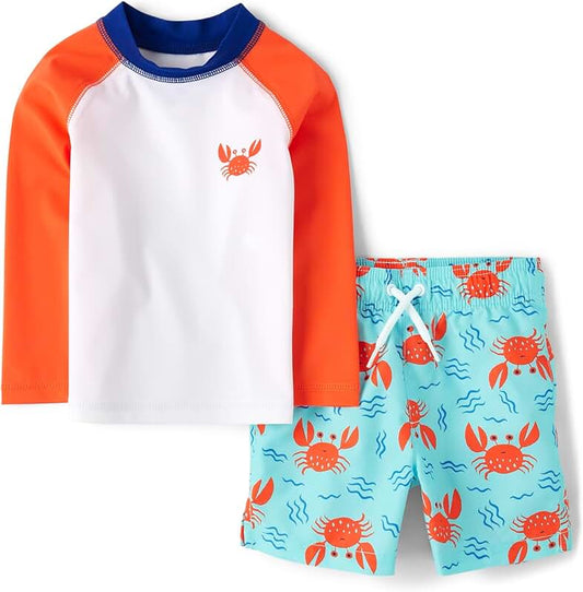 Baby Boys Long Sleeve Rashguard and Swim Trunks Set