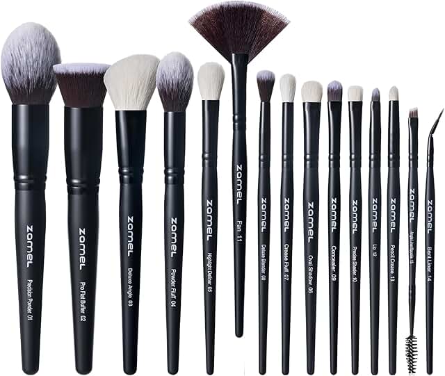 Professional 15-Piece Goat Hair Makeup Brush Set