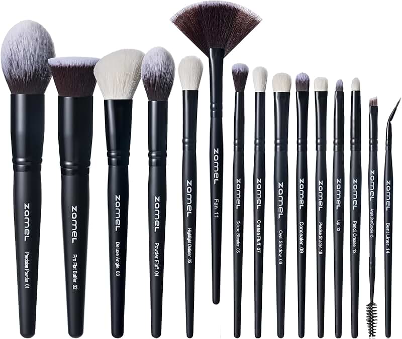 Professional 15-Piece Goat Hair Makeup Brush Set