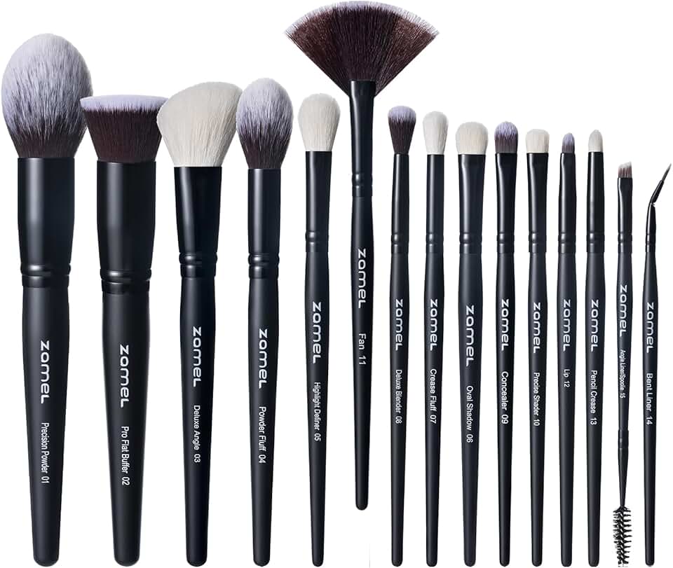 Professional 15-Piece Goat Hair Makeup Brush Set