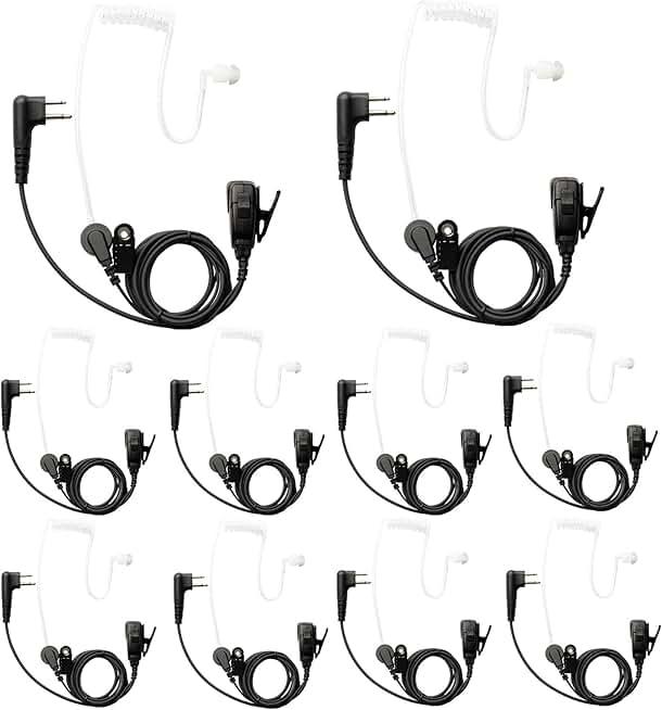 10 Pack Surveillance Earpieces for Radio Communication