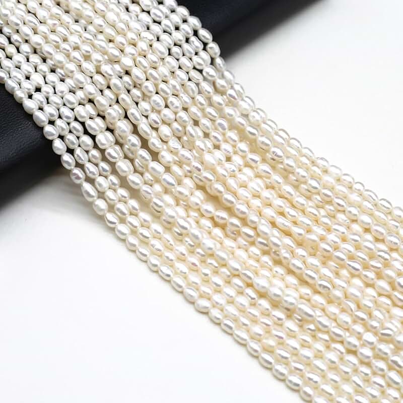 Genuine Cultured Freshwater White Pearl Beads 3-4mm