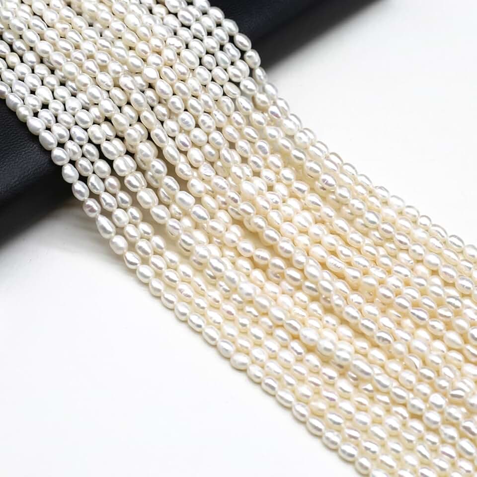Genuine Cultured Freshwater White Pearl Beads 3-4mm