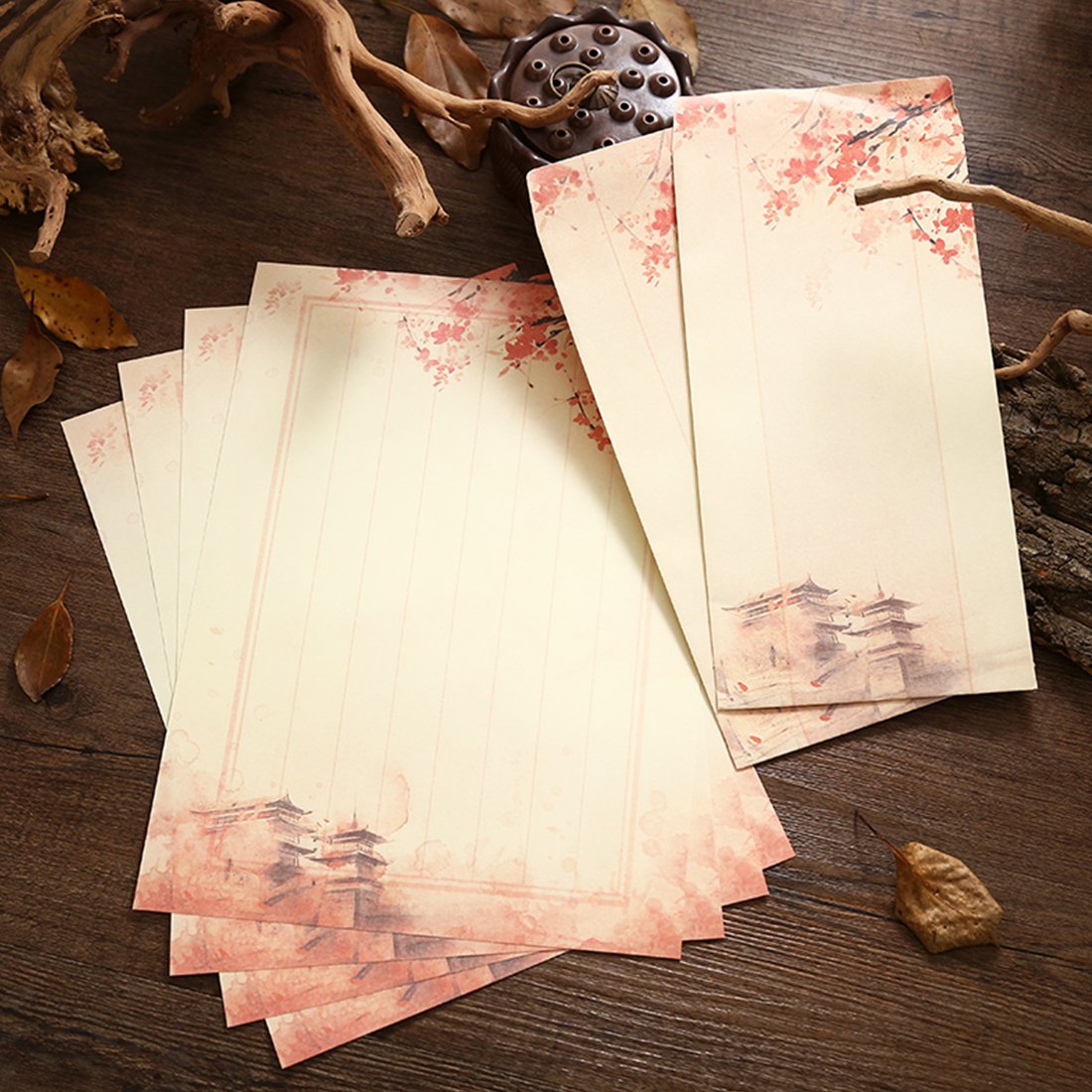 Cute Retro Envelopes and Stationery Set