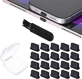 20 Pack Silicone USB C Dust Plug Covers with Brush and Storage