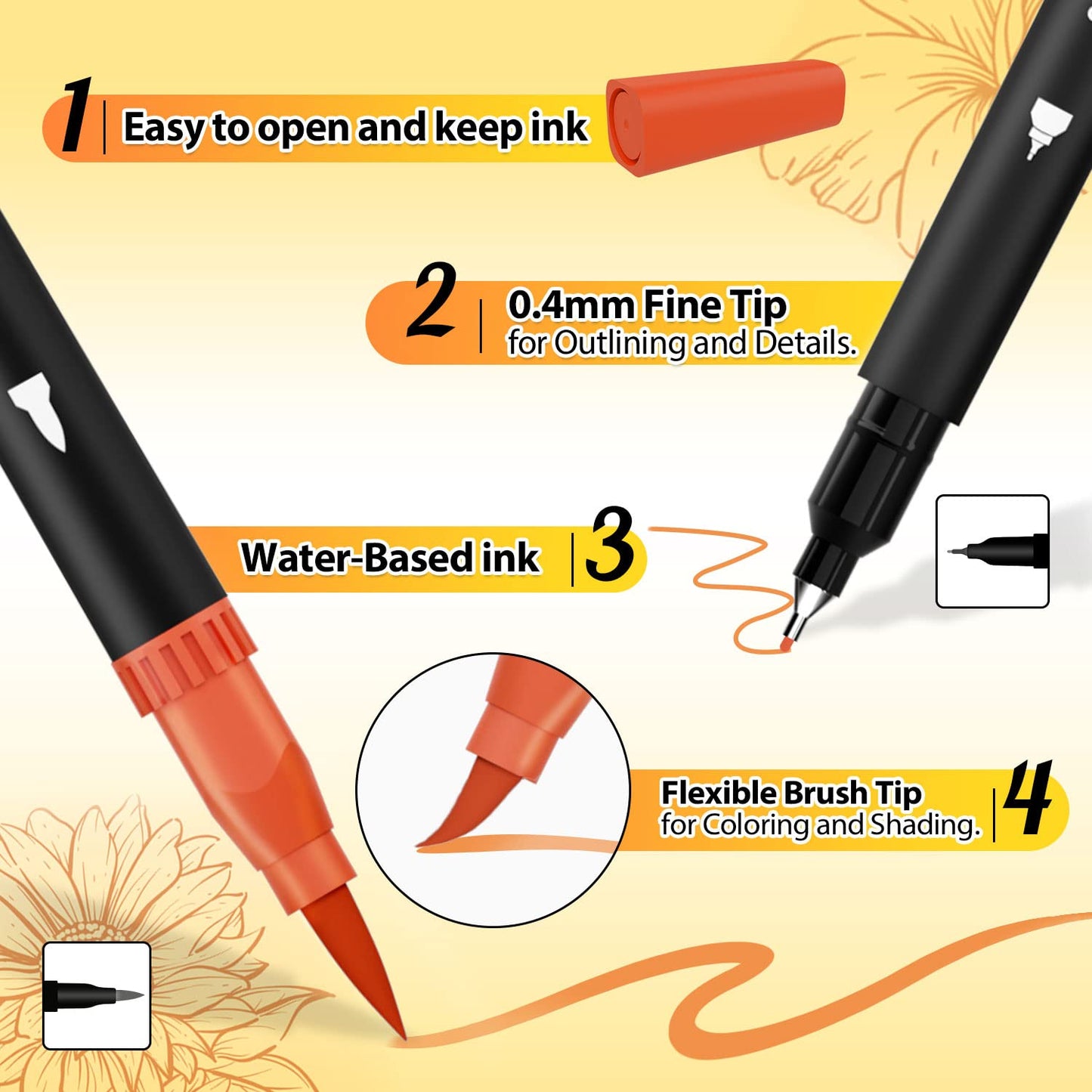 Art Supplier Dual Brush Markers Set 110 Colors