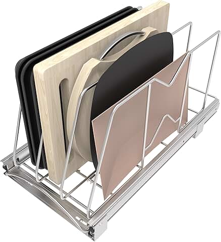 Adjustable Pull-Out Cabinet Organizer for Pans and Trays