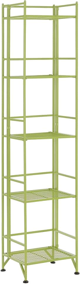 5-Tier Folding Metal Storage Shelves in Lime Green