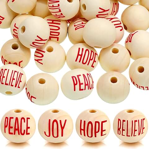 100 Red Bead Christmas Word Signs for DIY Decor