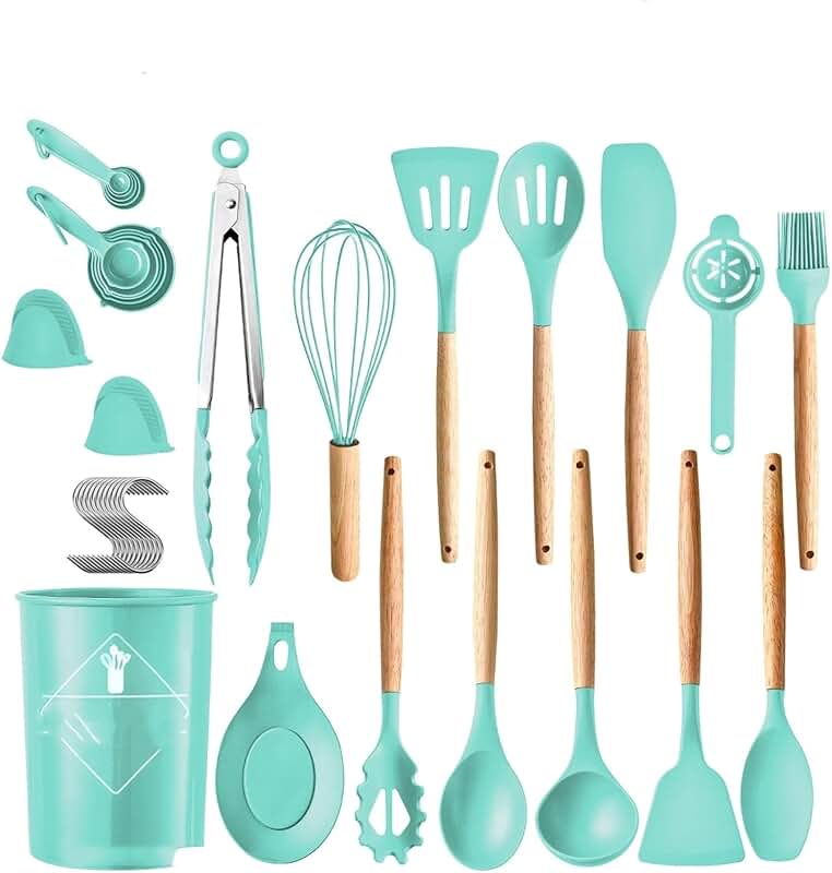 Set of 4 Silicone Cooking Utensils for Kitchen Use
