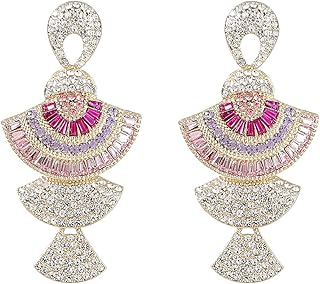 Fan-shaped multi-layer dangle earrings for women