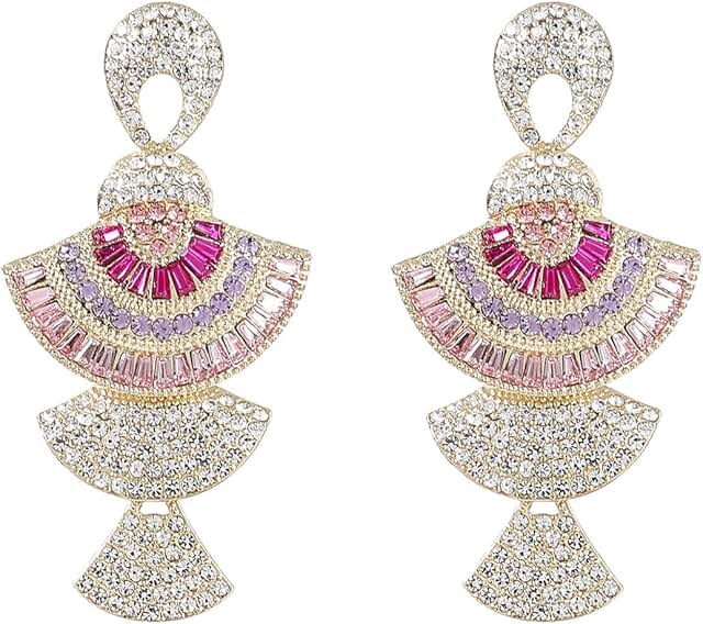 Fan-shaped multi-layer dangle earrings for women