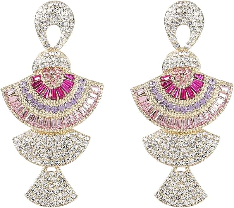 Fan-shaped multi-layer dangle earrings for women