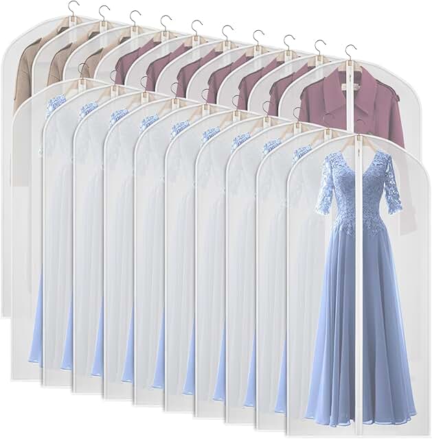 Set of 20 60-inch Clear Garment Bags for Closet Storage
