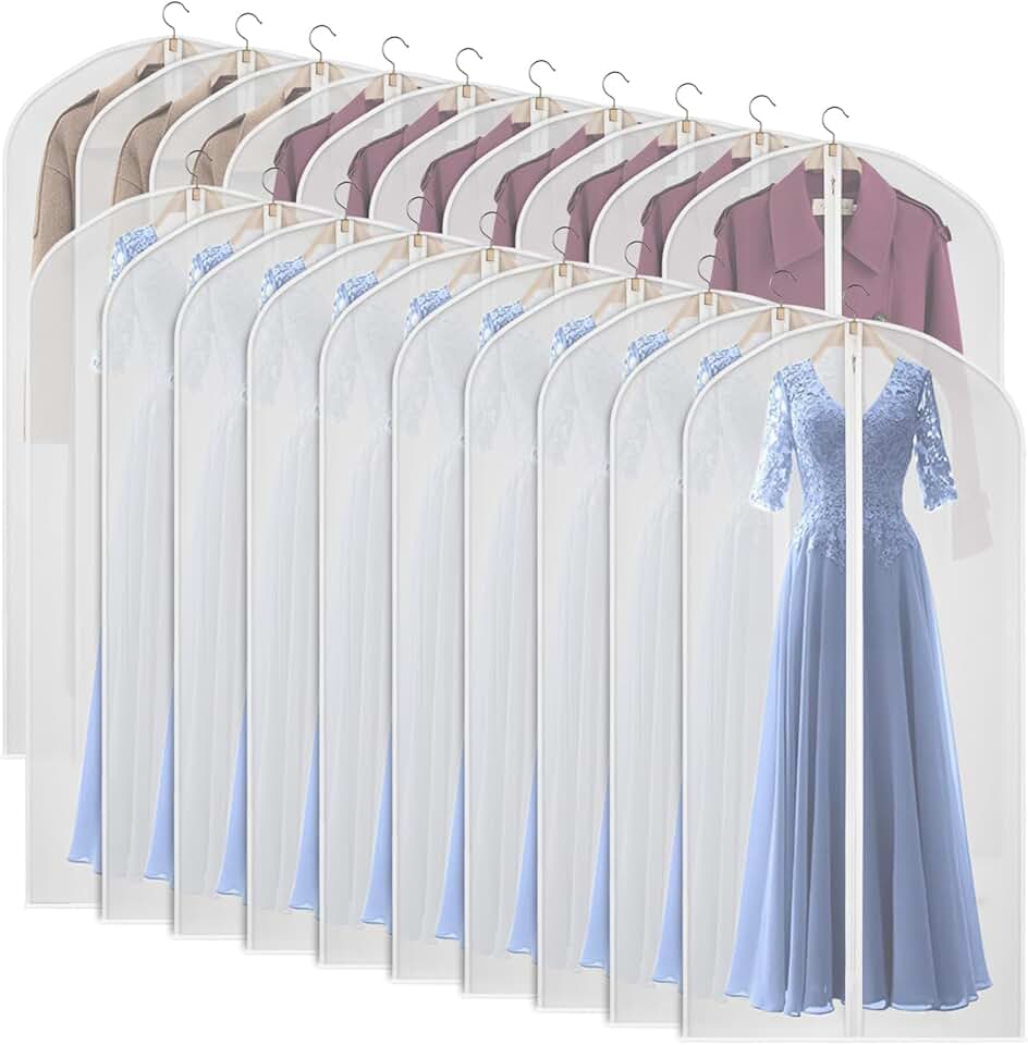 Set of 20 60-inch Clear Garment Bags for Closet Storage