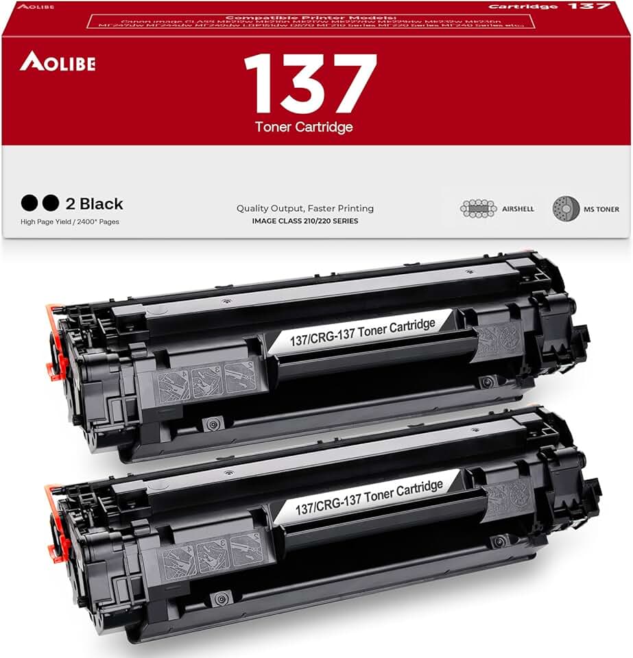 137 Black Toner Cartridge Replacement, 2 Pack