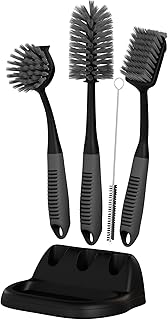 Set of 5 Dish Brushes with Holder for Kitchen Cleaning