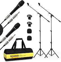 Two Microphones with Stand, Cables, and Case
