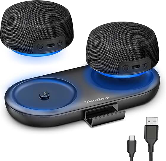 Dual Bluetooth Speakers with Magnetic Base and Phone Stand