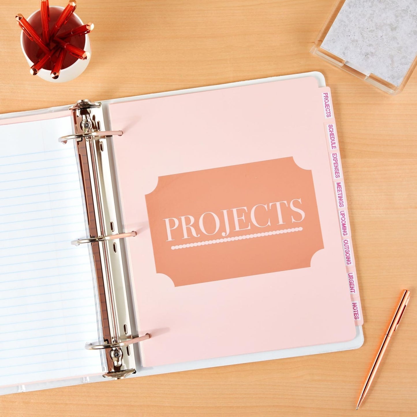 Pink Letter Size Binder Dividers with Tabs, 96 Pack