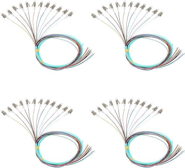 12-Pack 1.2m LC/OM3 Multimode Fiber Optic Pigtails
