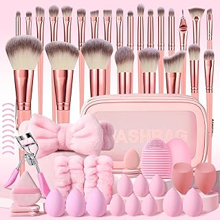 Pink 61-Piece Professional Makeup Brush Set with Case