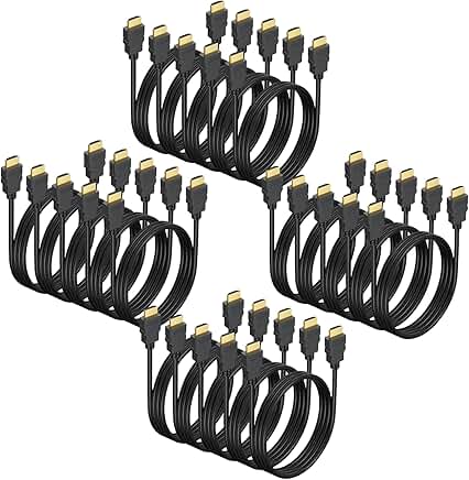 6.6FT HDMI Cable 20-Pack, Shielded 4K, Gold-Plated, 120Hz, ARC, HDCP 2.2, 3D HDR