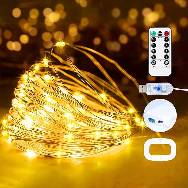 16ft 50 LED USB Fairy String Lights with Remote and Timer