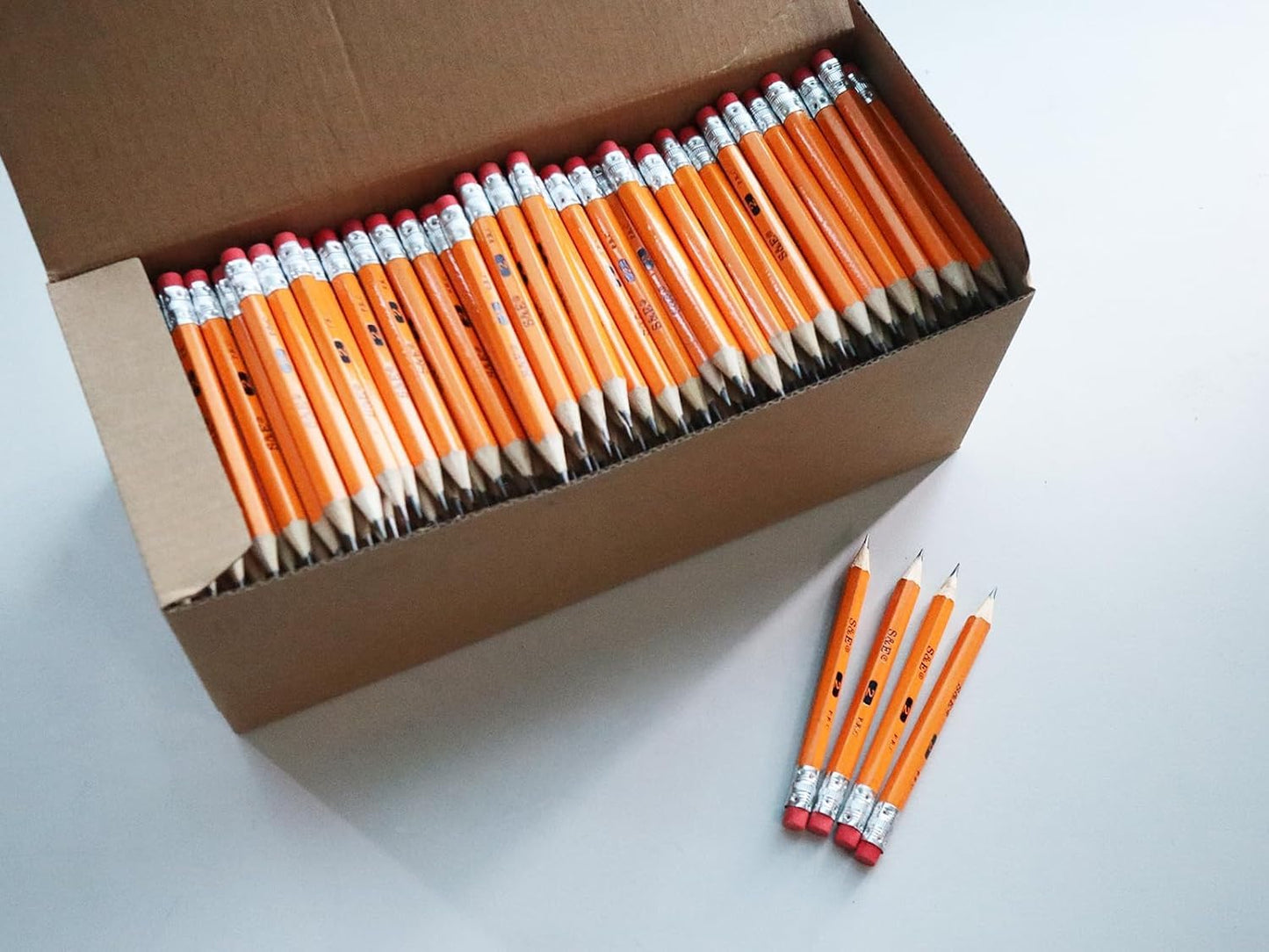 Half Pencils with Eraser Tops for Classroom Use