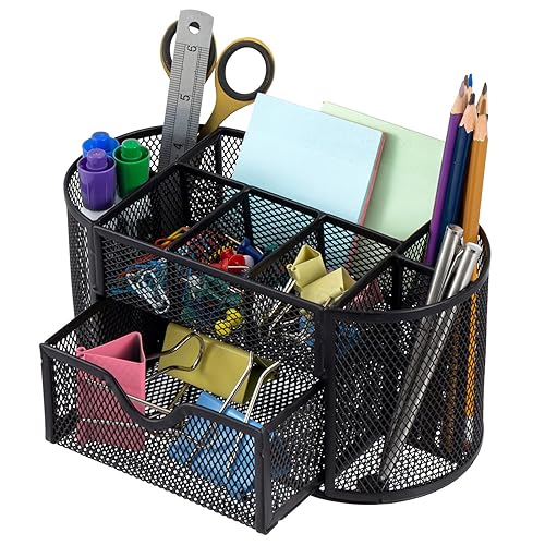 Metal Wire Mesh Desktop Organizer with 8 Compartments