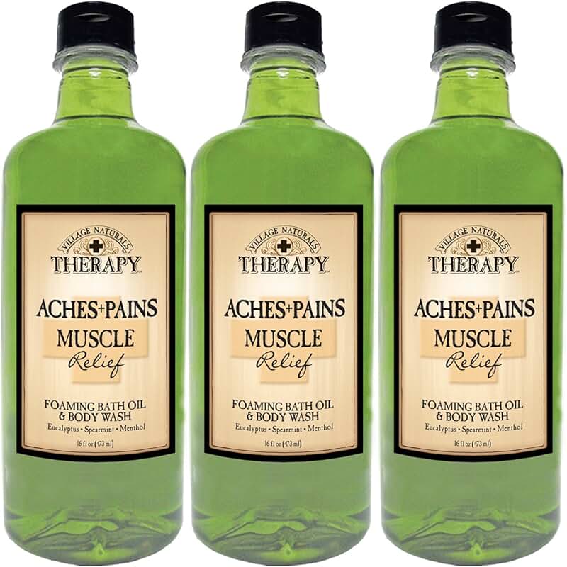 Muscle Relief Foaming Bath Oil and Body Wash 16oz (3-pack)