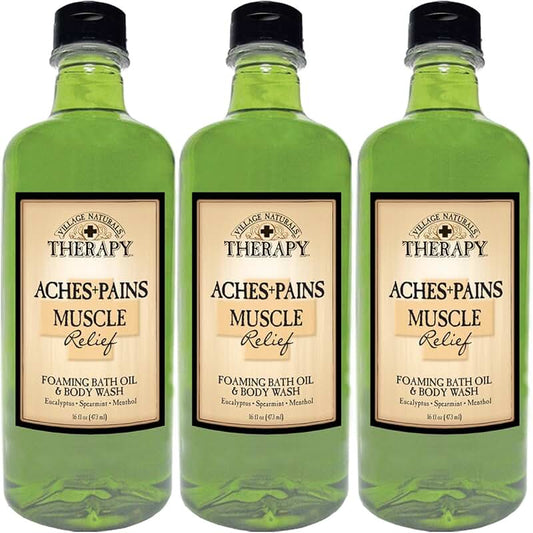 Muscle Relief Foaming Bath Oil and Body Wash 16oz (3-pack)