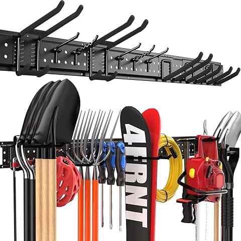 Wall Mount Garage Tool Organizer with 10 Hooks