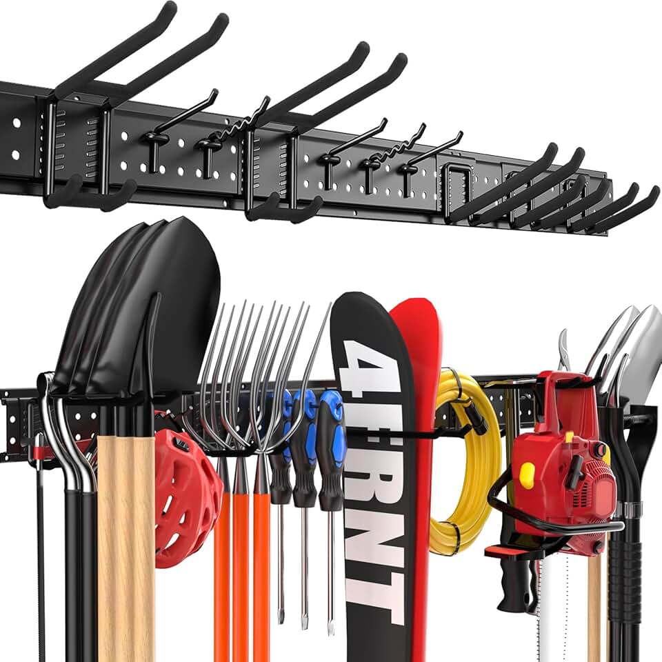 Wall Mount Garage Tool Organizer with 10 Hooks
