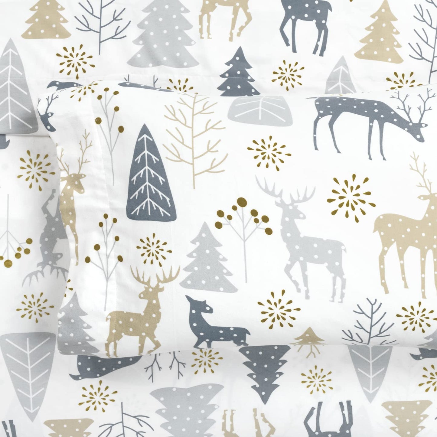 Wonderland Soft Flannel Sheet Set, 6 Piece, Full, Neutral  Gray