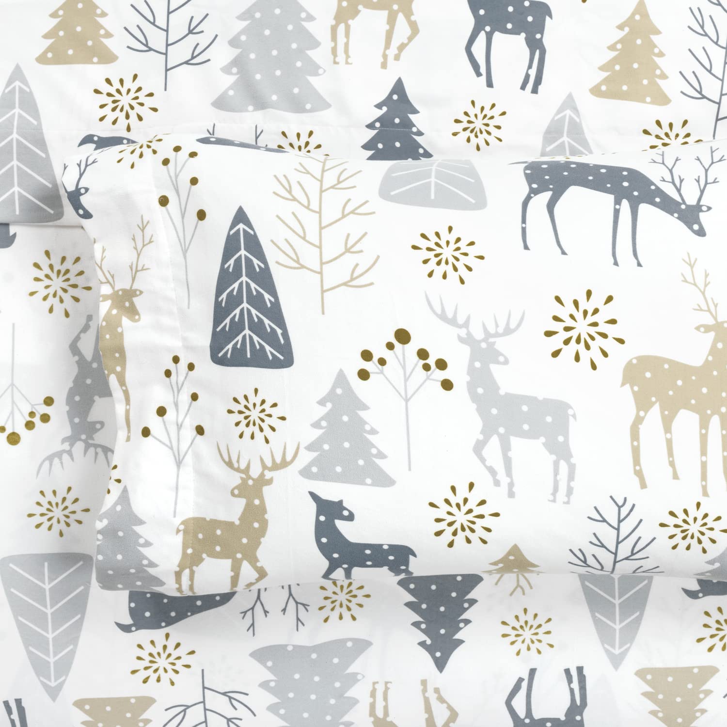 Wonderland Soft Flannel Sheet Set, 6 Piece, Full, Neutral  Gray
