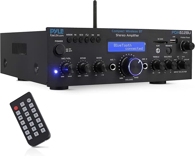 Compact Bluetooth Stereo Amplifier with FM and USB