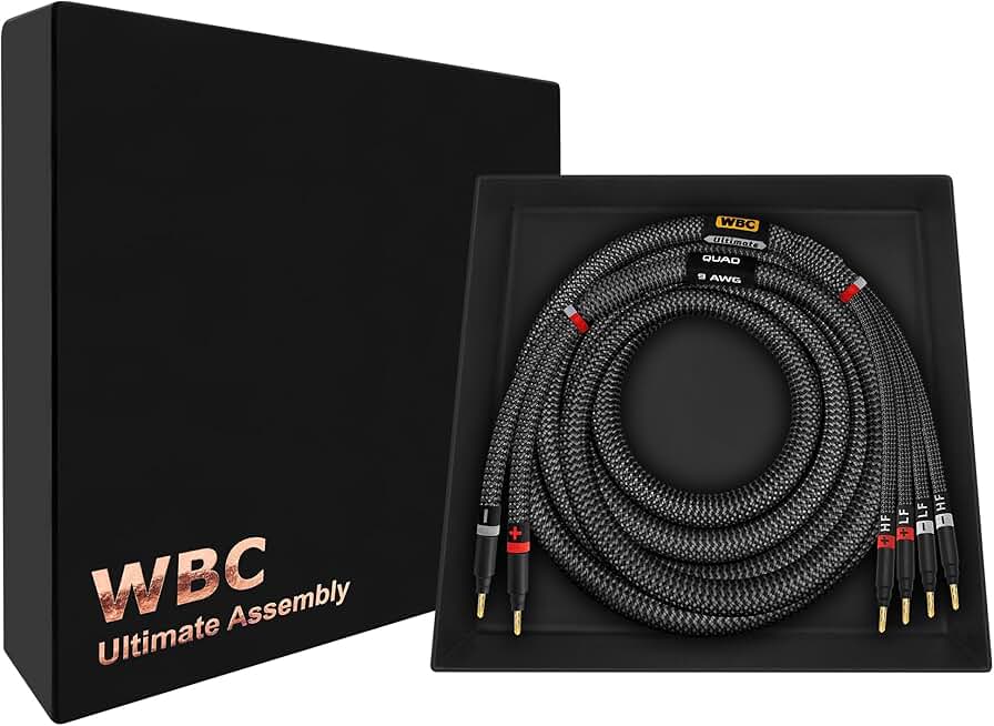 Premium 3-Foot 9 AWG OFC Bi-Wire Speaker Cable