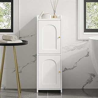 Corner bathroom storage cabinet with adjustable shelf