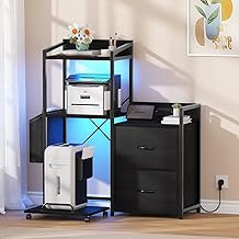 38-inch File Cabinet with LED Lights and Charging Station