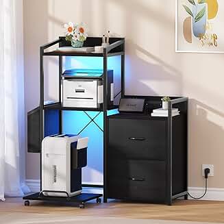 38-inch File Cabinet with LED Lights and Charging Station